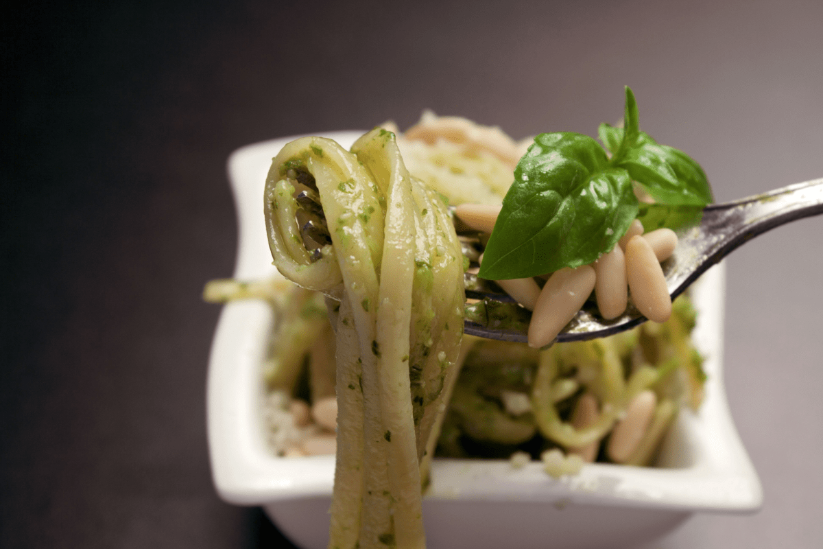 - DiningOut pesto pasta (linguine al pesto)