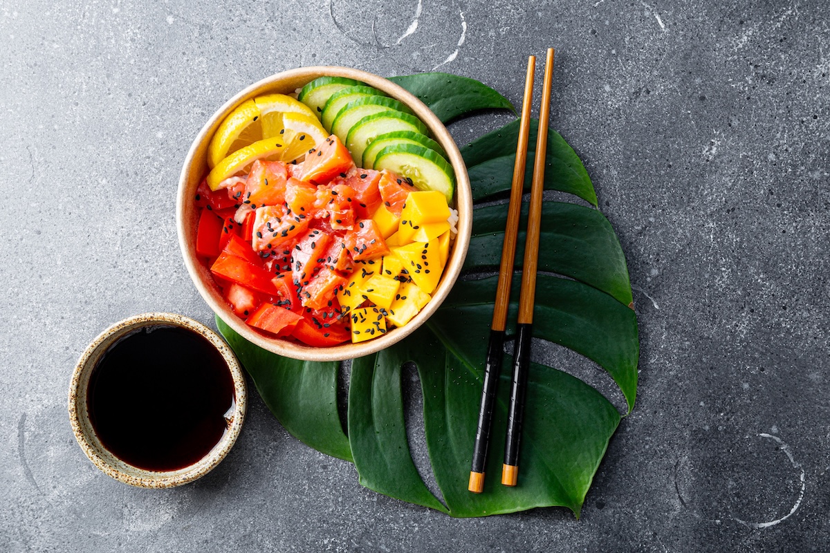 hawaiian poke bowl stock image pacific island