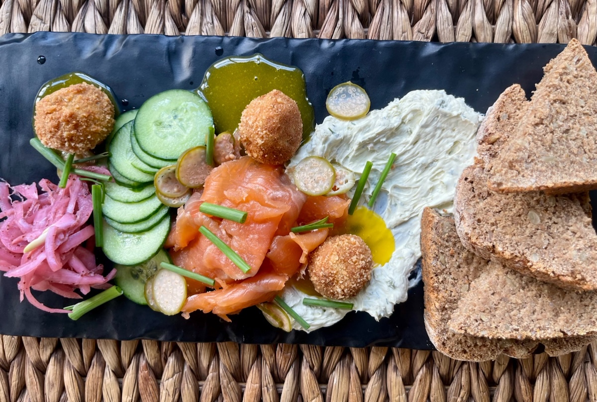 All your brunching needs on one hearty board. | Photo by River & Woods