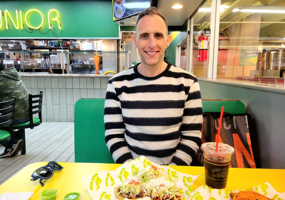 Linnea Covington sat down with Colorado Matters' radio host, Ryan Warner. They shared tacos and a conversation about Denver and food. | Photo by Linnea Covington