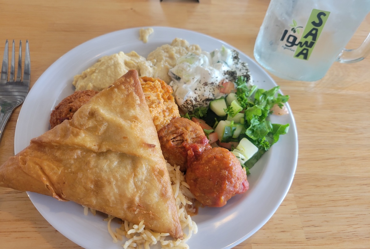 There's an array of foods from samosa to meatballs to salads at Sawa, served buffet style. | Photo by Linnea Covington
