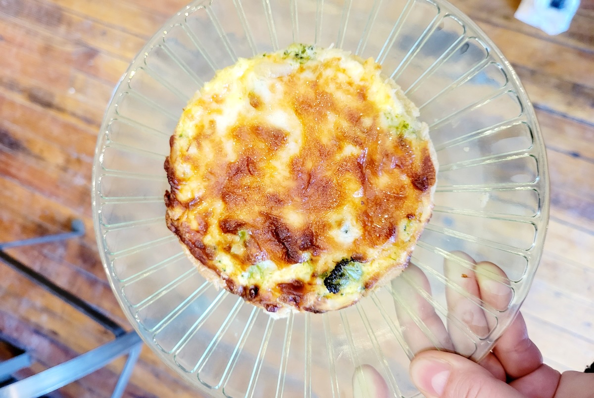 The broccoli cheese quiche is served in an individual portion. | Photo by Linnea Covington