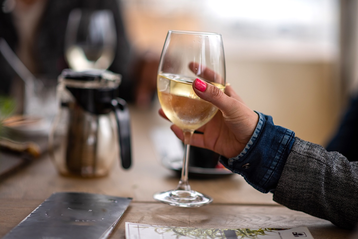 bambu - DiningOut It's never a bad idea to have a glass of wine before a flight.
Stock Image