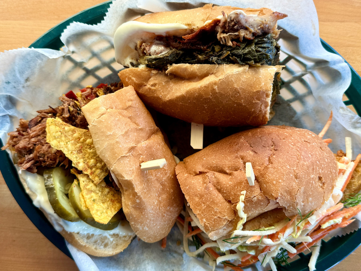 During a recent po'boy celebration, Winnie's offered three versions including Mississippi Beef Debris (with Cool Ranch Doritos), Fried Green Tomato, and Philly X Nola Roast Pork. | Photo by Benjy Mason