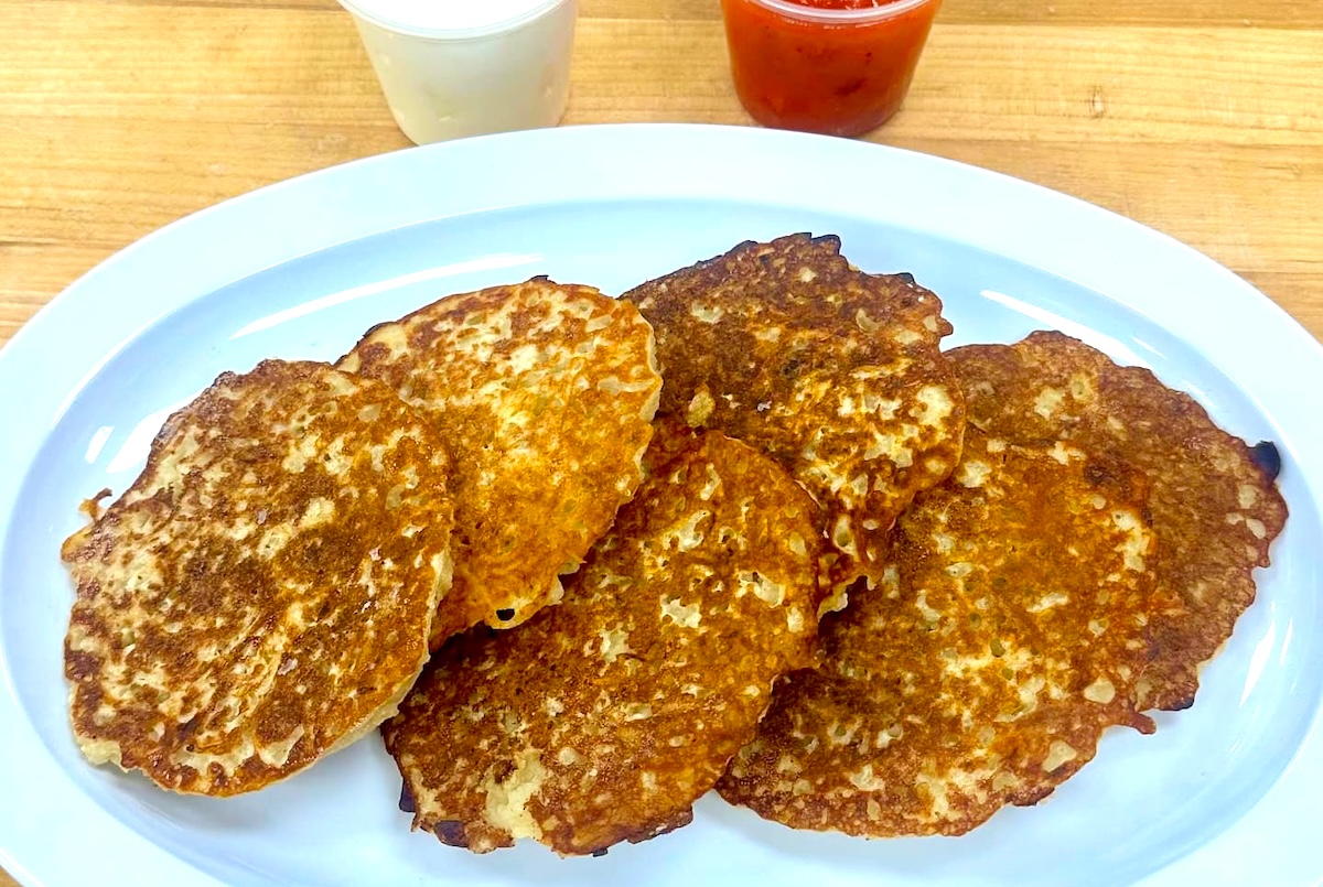 Latkes are available year-round at Zaidy's. | Photo by Zaidy's Deli and Bakery