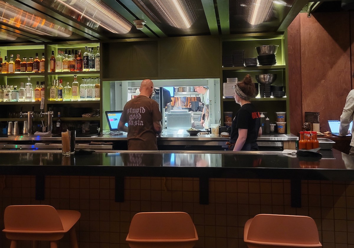 The bar at Boombots Pasta. | Photo by Linnea Covington
