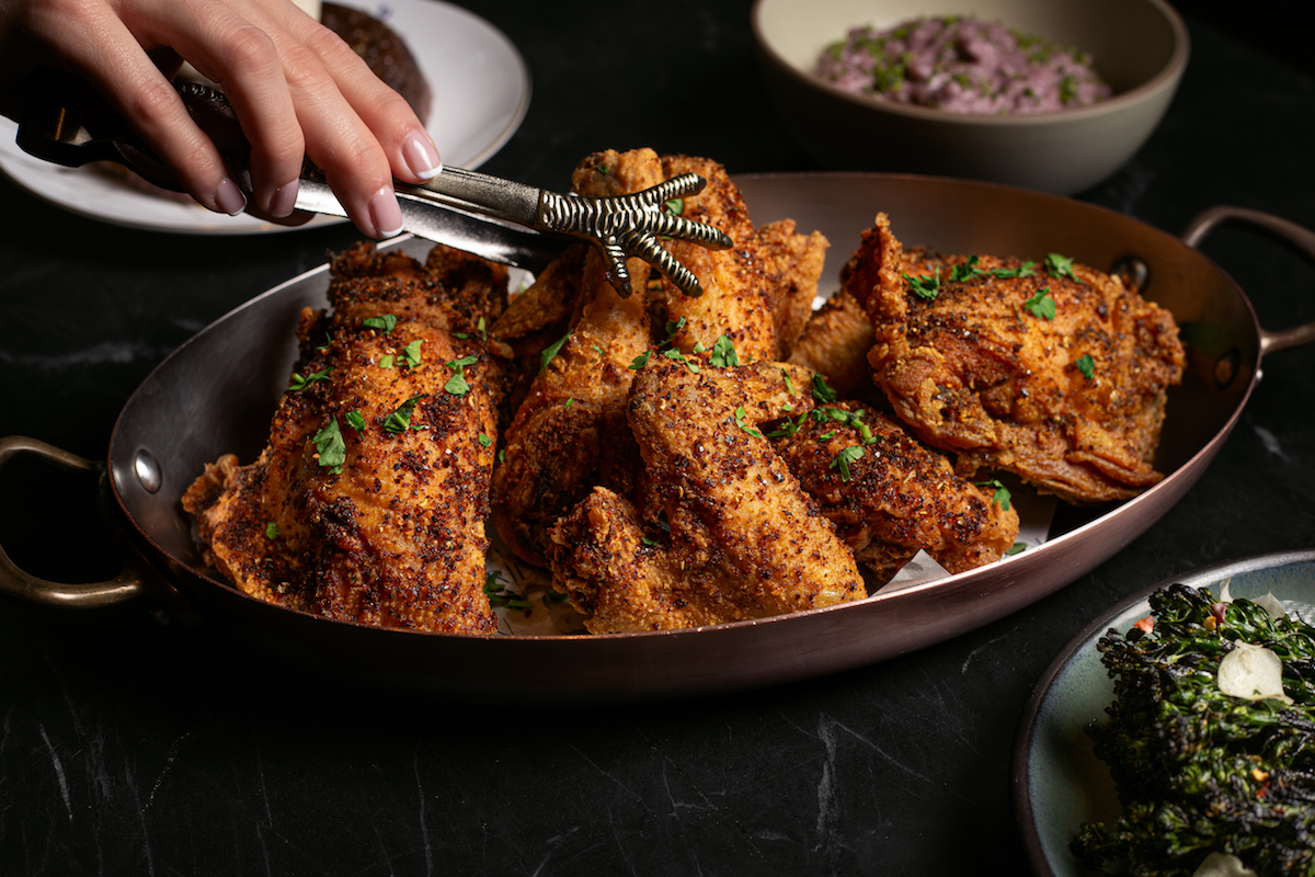 Whole fried chicken during Sunday Supper at Meridian. | Photo by Dan Padgett