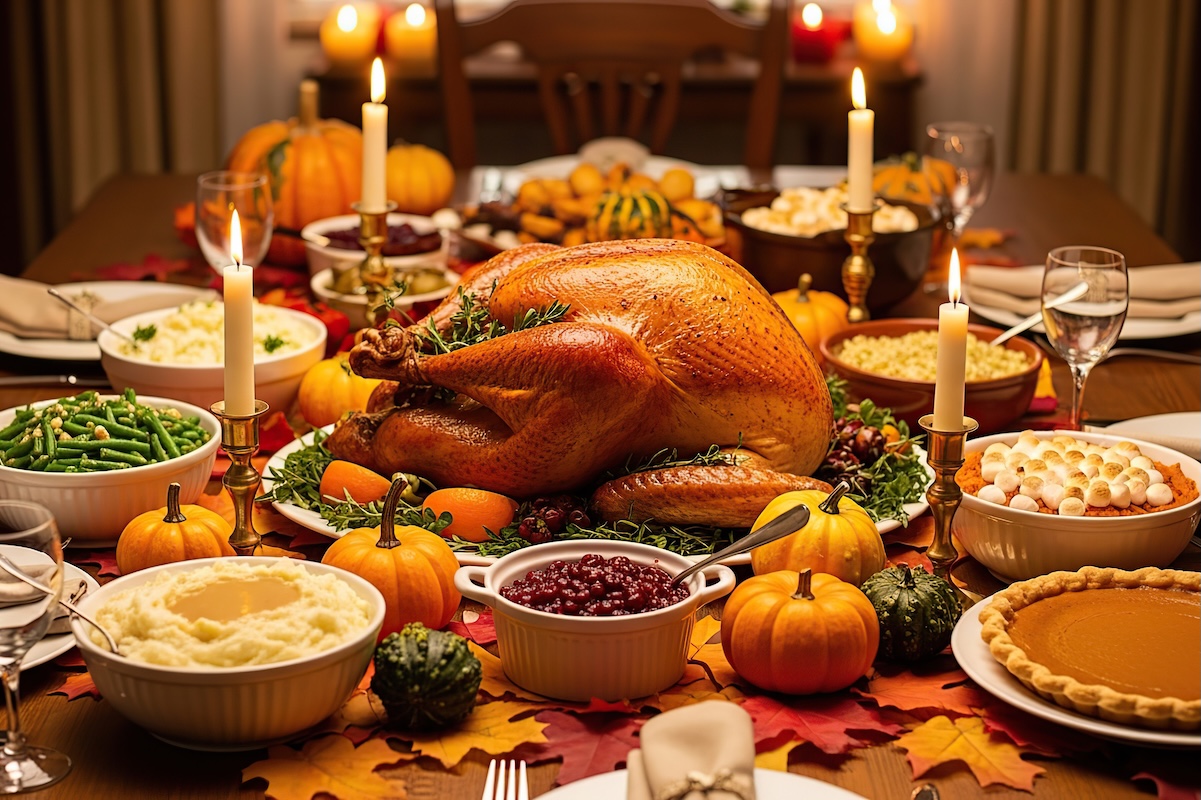 Thanksgiving dinner feast stock