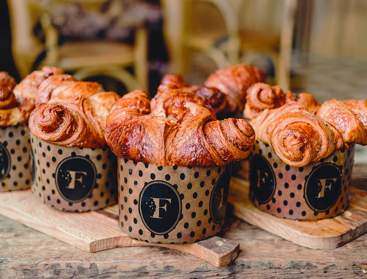 Café Feuillette's signature Brioche Feuillette showcases the bakery's mastery of laminated dough, with crisp, buttery layers baked fresh in-house each day. | Photo by Café Feuillette