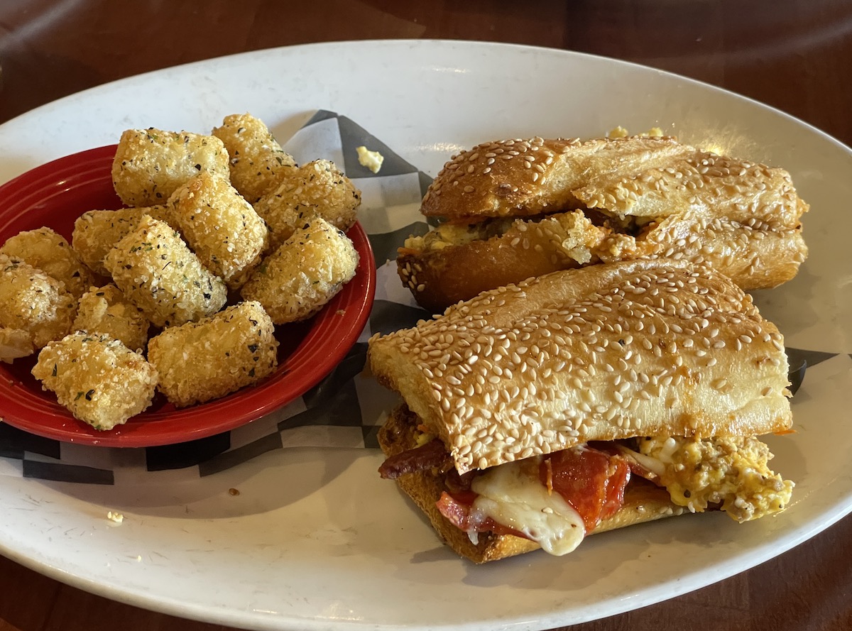 Breakfast sandwich on a toasted sesame hoagie at Cane Rosso. | Photo by Aaren Prody