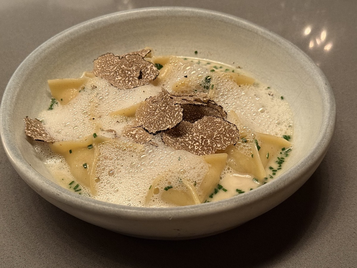 Hokkaido Scallop topped with shaved winter truffle at Meridian. | Photo by Steven Craig Lindsey