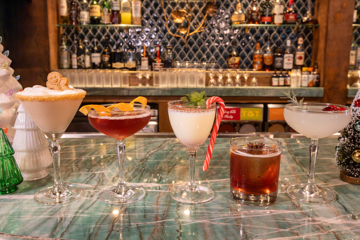 The full lineup of Good God Nadine's holiday cocktails. | Photo by Billy Trainor