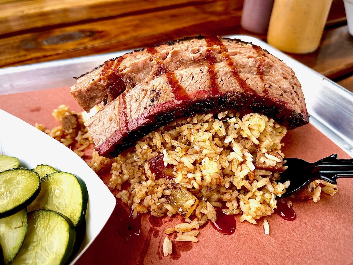The brisket fried rice at Brisket & Rice can be ordered as an entrée or a side dish for Prime brisket. | Photo by Greg Morago