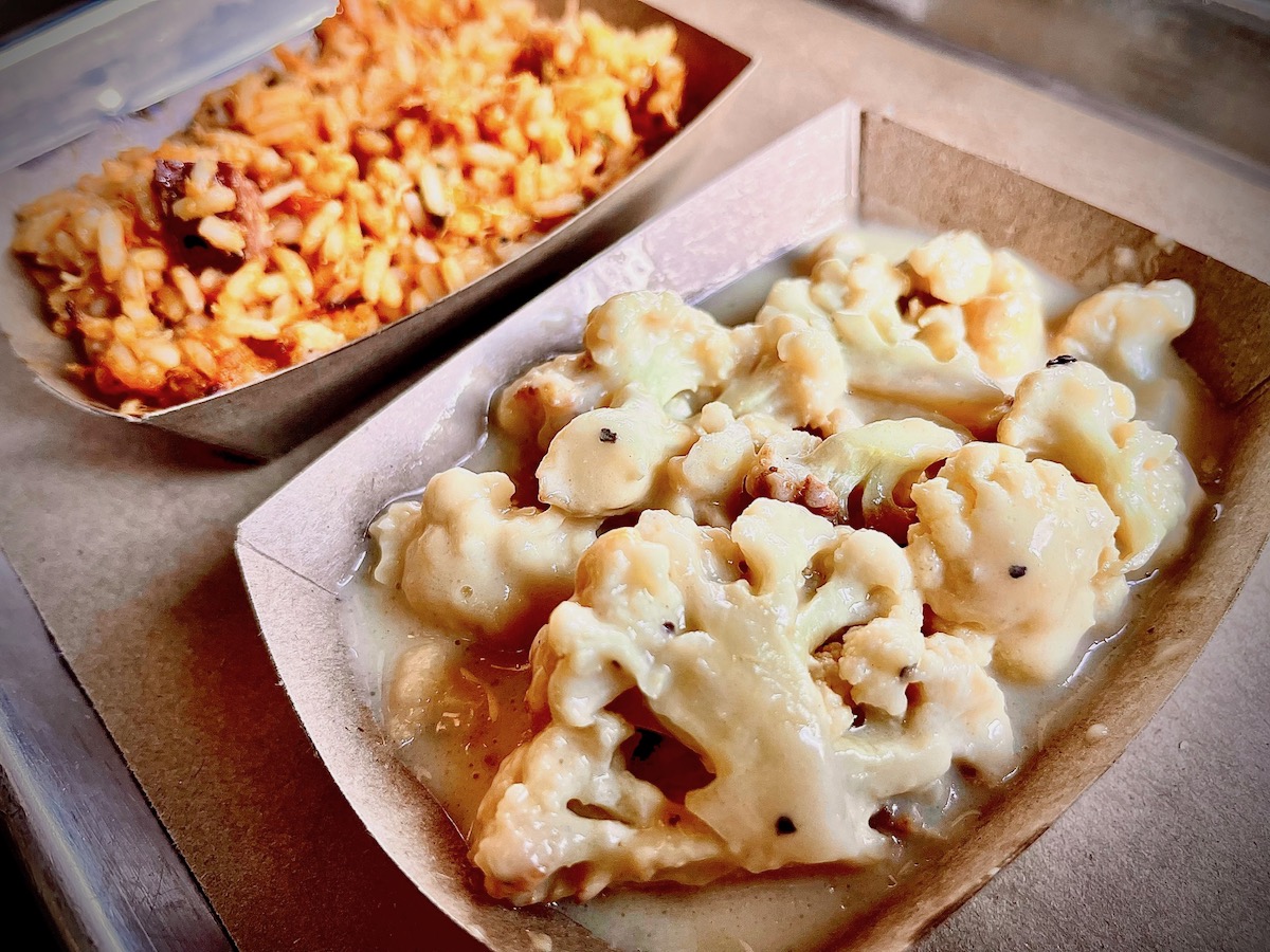 Roasted cauliflower gratin with melted gouda is the top side dish at J-Bar-M BBQ. | Photo by Greg Morago