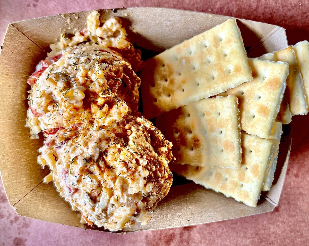 The pimento cheese at Pinkerton’s Barbecue is outrageously good. | Photo by Greg Morago