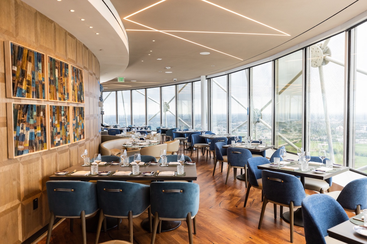 Views from the dining room at Crown Block, located inside “The Ball” at Reunion Tower. | Photo by Kathy Tran