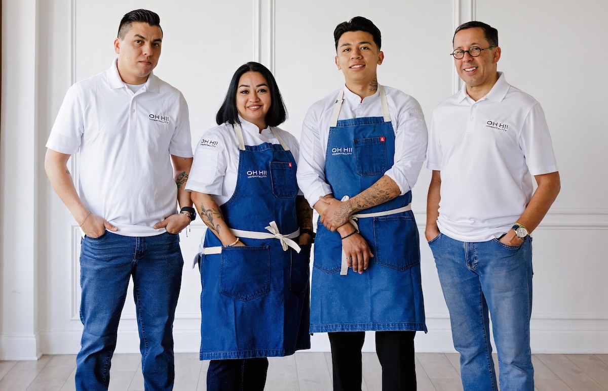 Anastacia Quiñones-Pittman with Beverage Director Carlos Marquez; Executive Sous Chef, Alberto Robles; and Director of Operations, Victor Rojas. | Photo by Oh Hi Hospitality