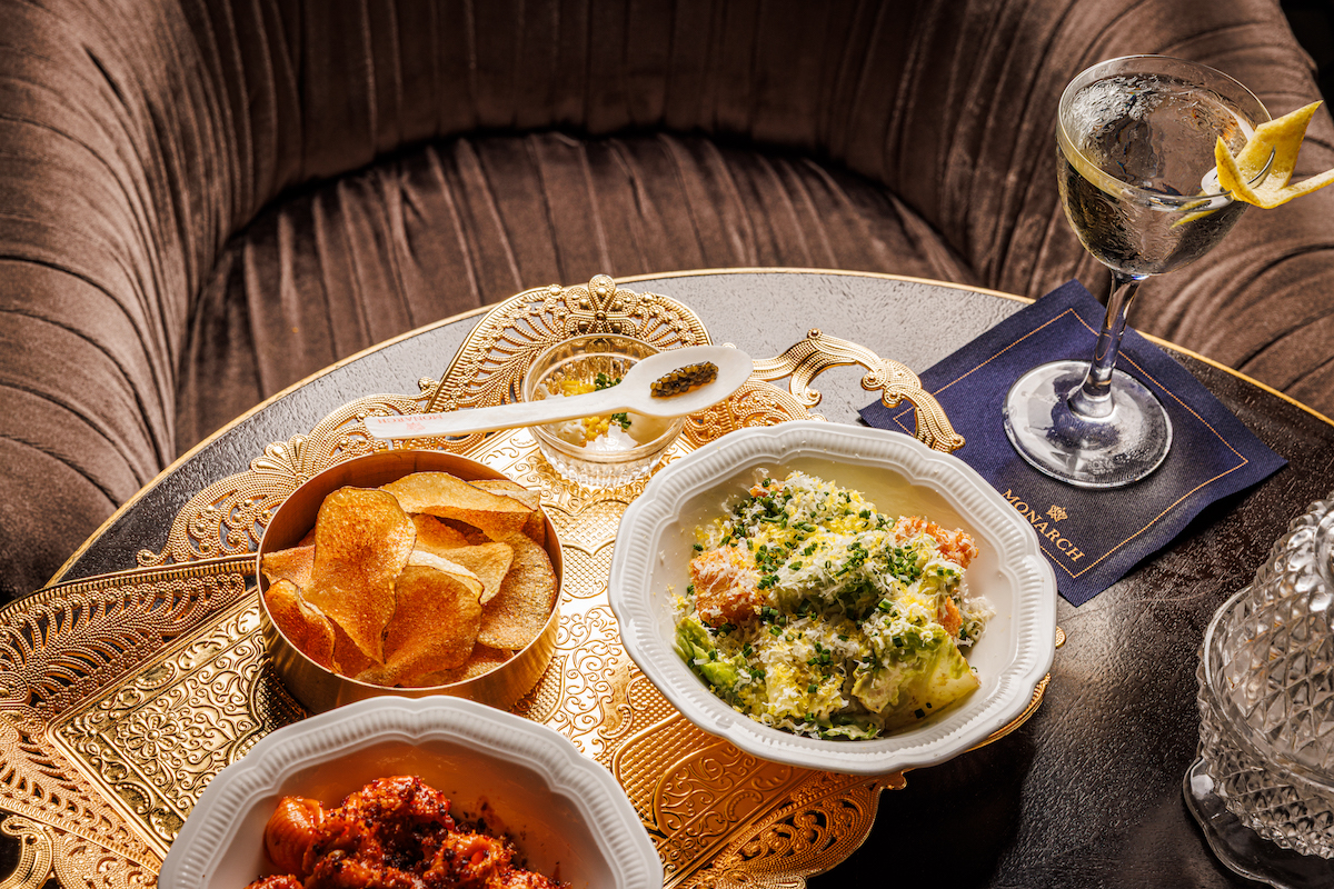 Potato chips with caviar and a classic martini at Monarch. | Photo by Samantha Reynolds