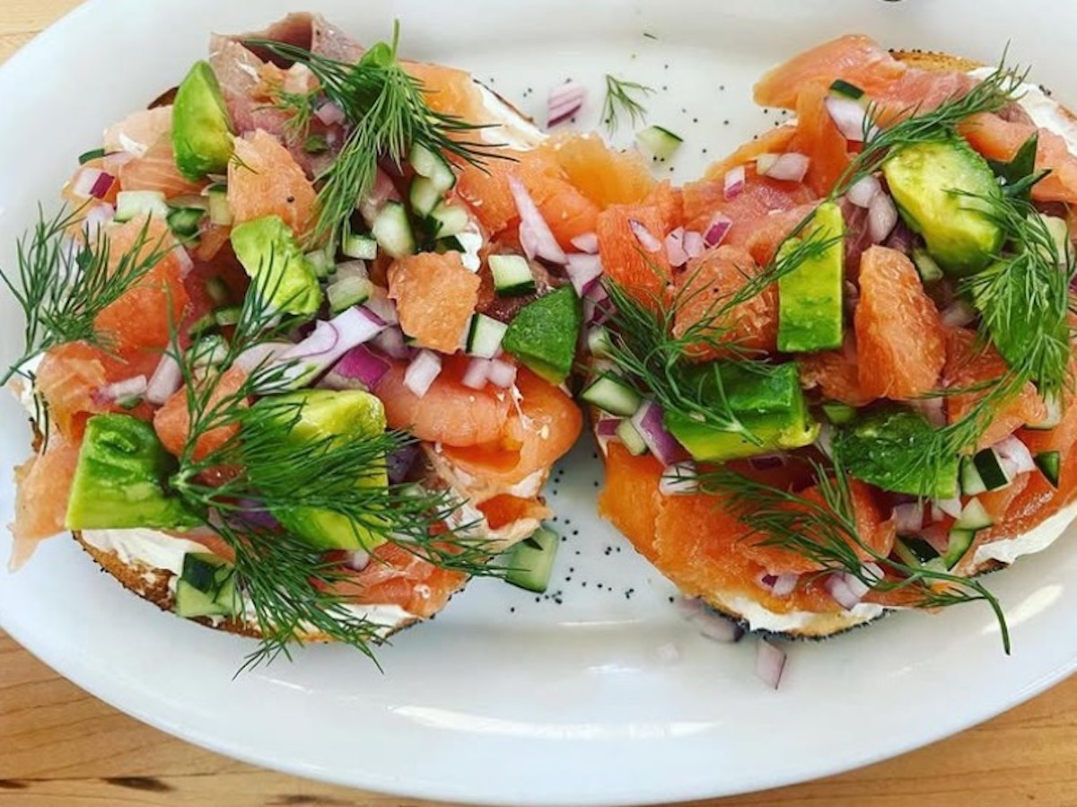 Open faced bagel sandwich at the General Muir. | Photo by the General Muir