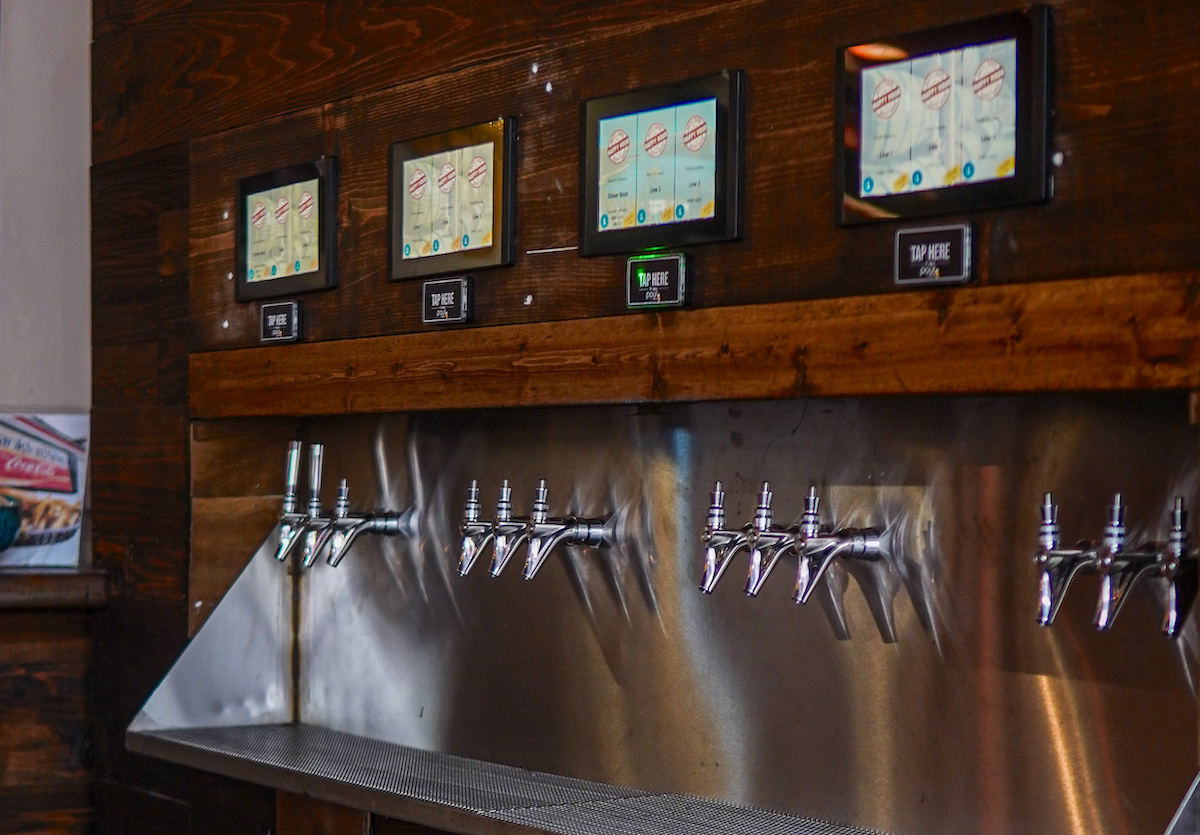 Self-serve beer tap wall at Lankford's The Woodlands. | Photo by Lauren Lutz 