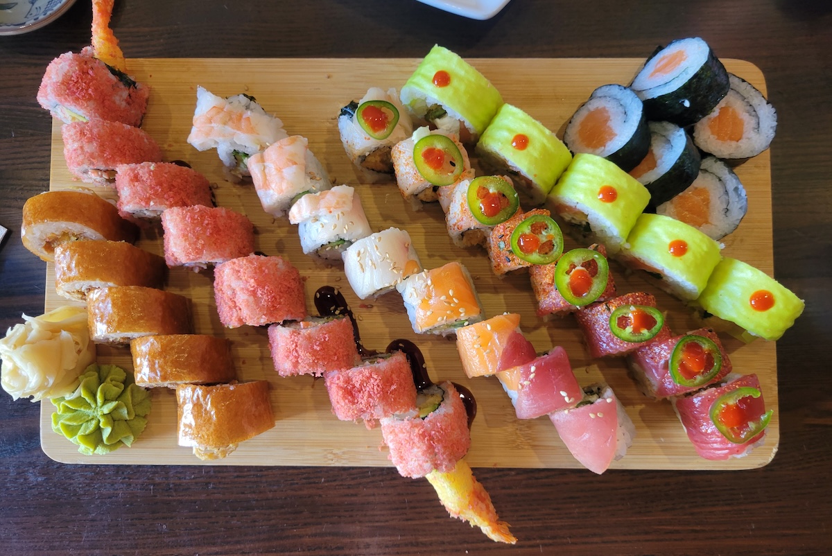 A rainbow-colored spread of sushi at Blue Sushi Sake Grill. | Photo by Linnea Covington