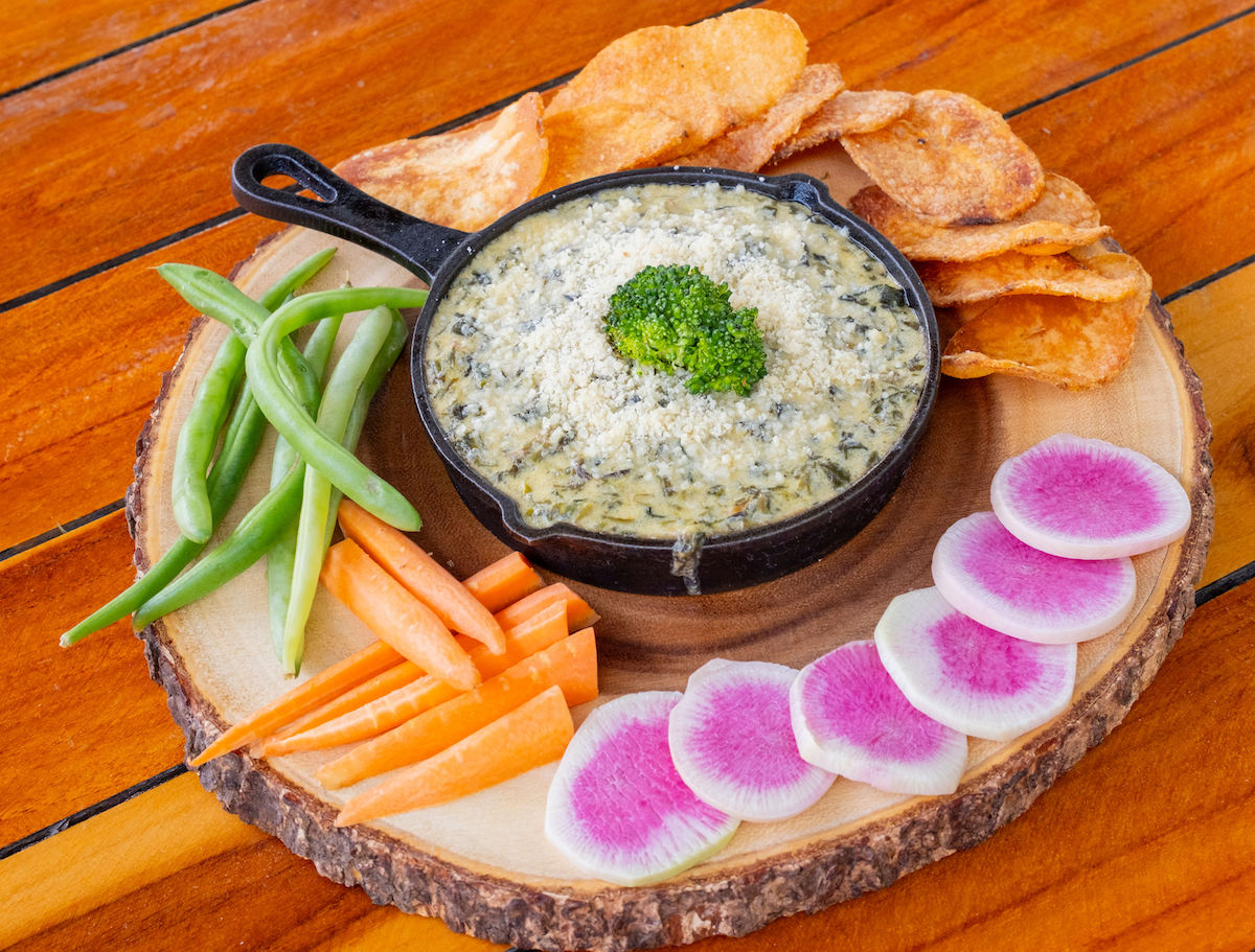 Farm fresh vegetables with spinach and collard dip at Bonton Farms. | Photo by Bonton Farms