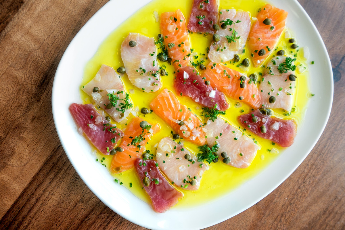 Salmon and tuna crudo at St. Cecilia. | Photo by St. Cecilia