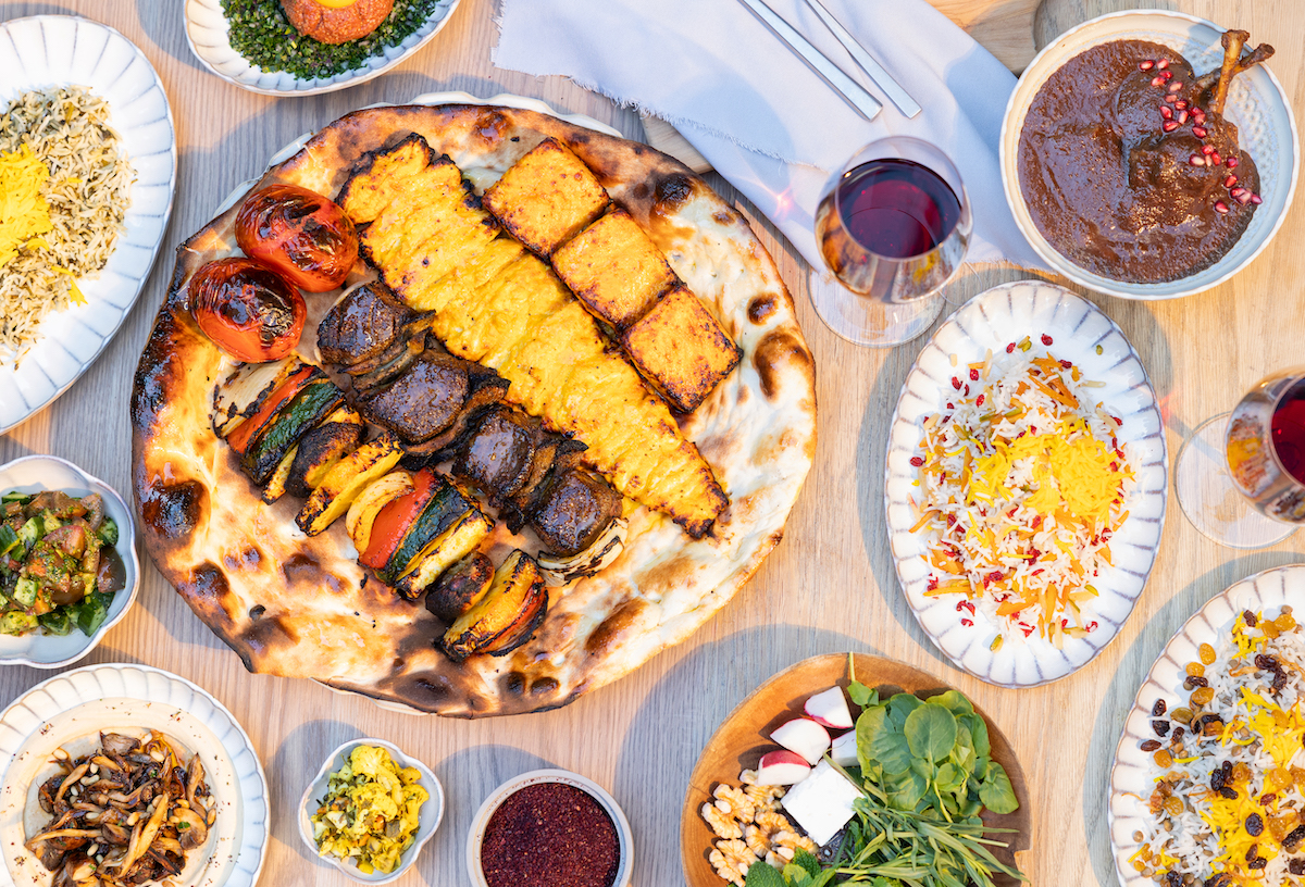 Kabobs, served family-style at Rumi's Kitchen. | Photo by Rumi's Kitchen