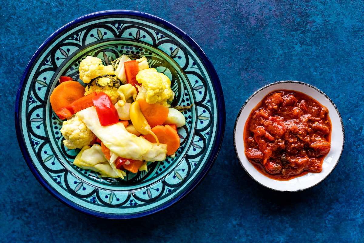 Hamsa_Pickled_Vegetables_Kristen_Gilliam - DiningOut Pickled vegetables on happy hour at Hamsa. | Photo by Kirsten Gilliam