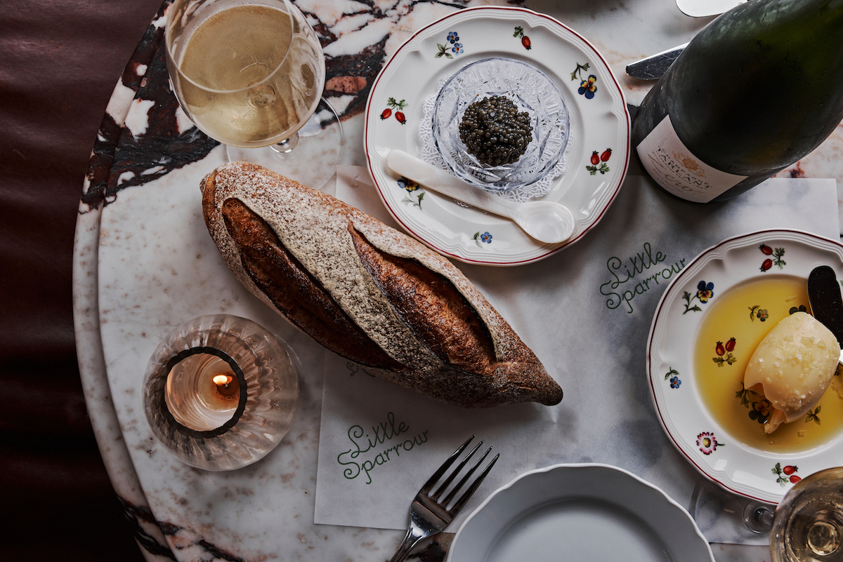 Bread service with butter and caviar at Little Sparrow. | Photo by Andrew Thomas Lee
