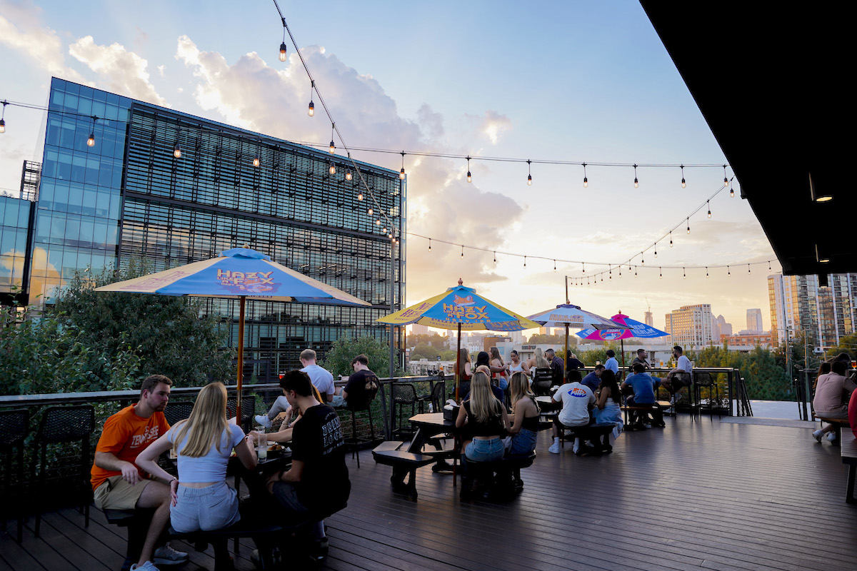 Sweeping views on the patio at New Realm Brewing. | Photo by New Realm Brewing