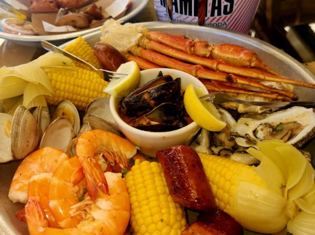 Steamer seafood basket at Six Feet Under Pub & Fish House. | Photo by Six Feet Under Pub & Fish House