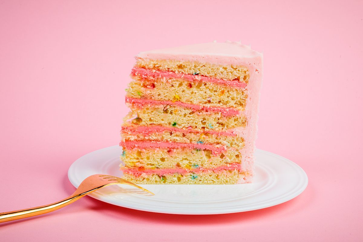 White Rock Lake_SusieCakes Pink Celebration Cake_Courtesy of SusieCakes - DiningOut The pink celebration cake at SusieCakes. | Photo by SusiCakes