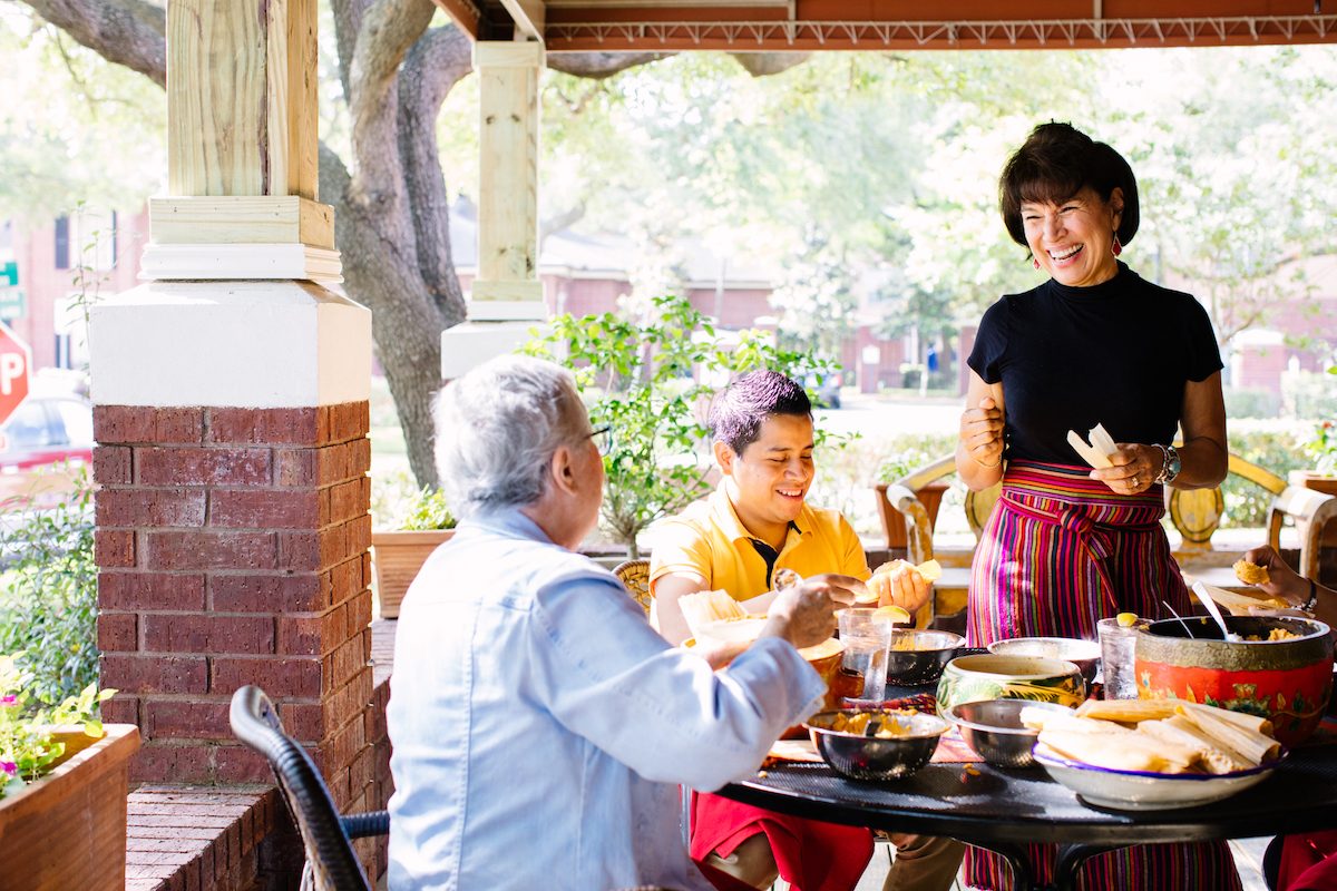 Sylvia Casares, aka the Enchilada Queen, chats with guests at Sylvia's Enchilada Kitchen. | Photo by Sylvia's Enchilada Kitchen
