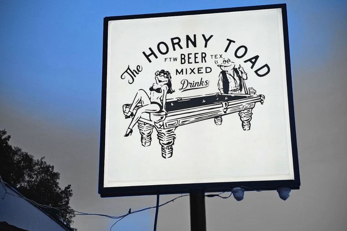 The sign outside the Horny Toad. | Photo by the Horny Toad
