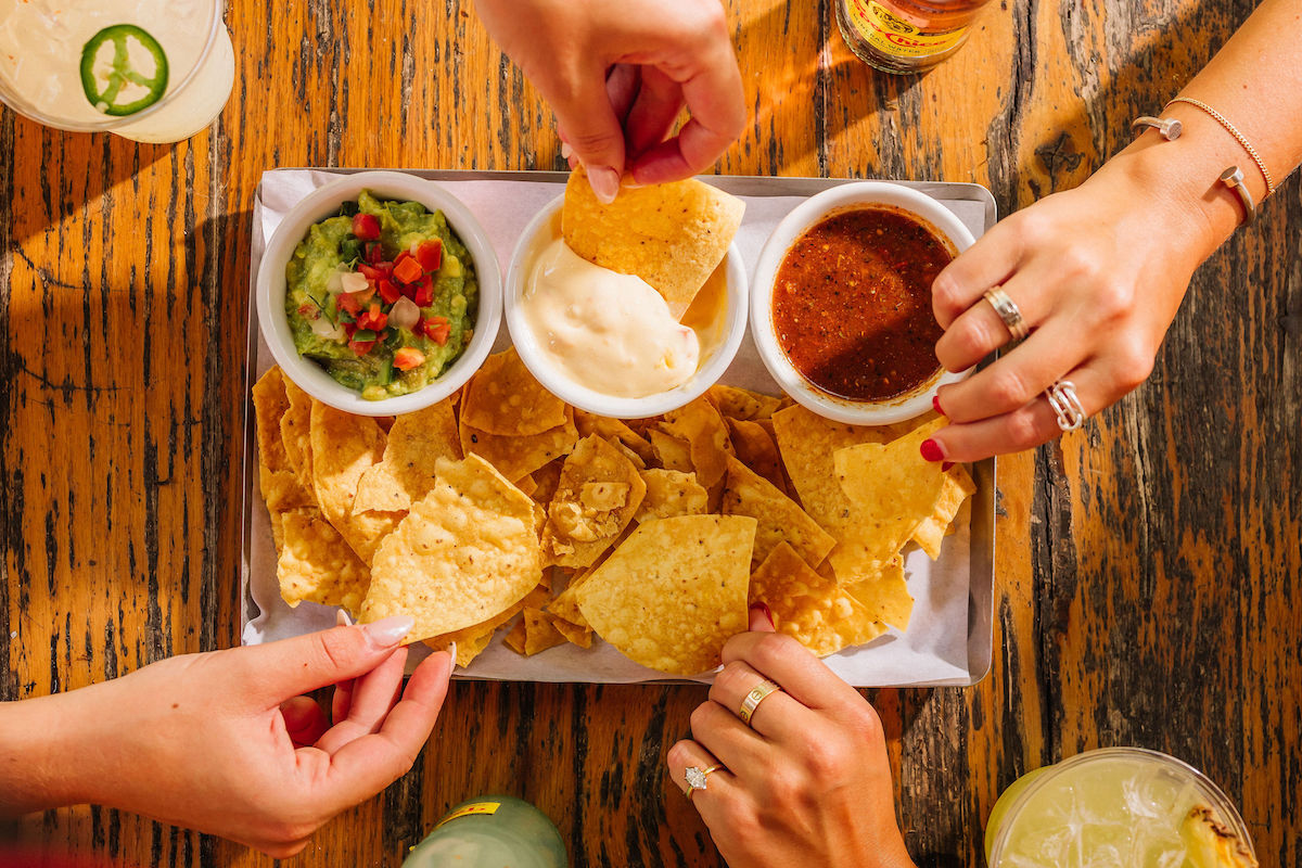 The dip trio at Tequila Social. | Photo by Harwood Hospitality Group
