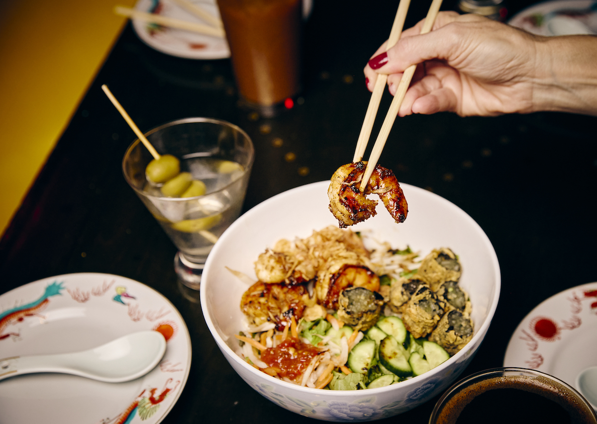 Shrimp vermicelli bowl at Cosmo’s Restaurant & Lounge. | Photo by Cosmo’s Restaurant & Lounge