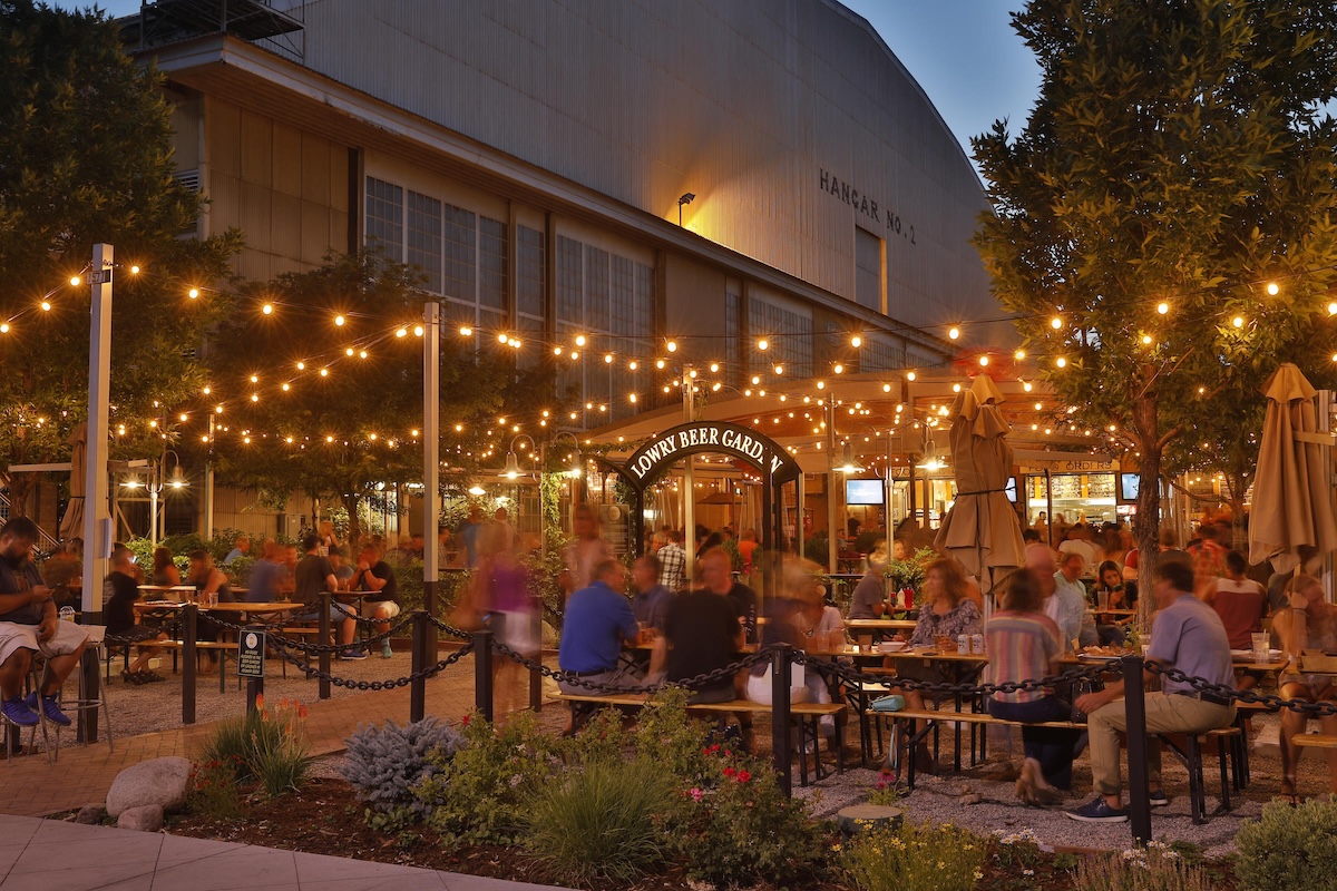 Lowry Beer Garden is a relaxed outdoor spot with communal tables that's great for kids. | Photo by Marc Piscotty 