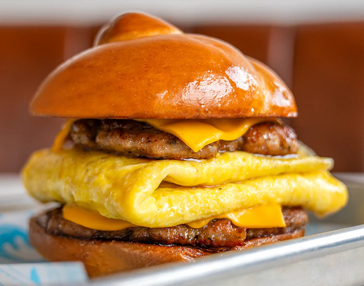 Deluxe breakfast burger at Perc Coffee. | Photo by Perc Coffee