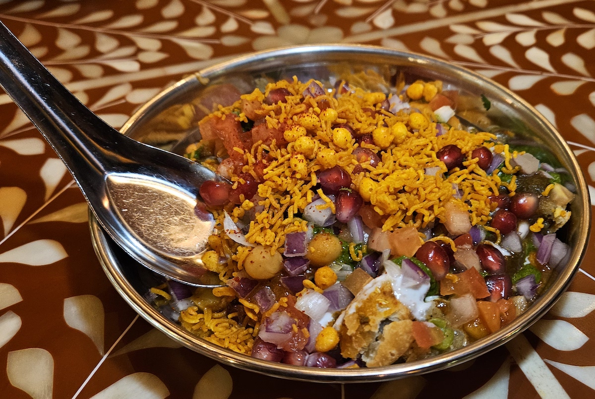 Samosa chaat at Ghee. | Photo by Malika Bowling