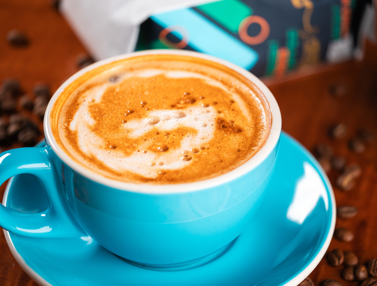 Latte art featured at Three Keys Coffee inside the Finn. | Photo by the Finn