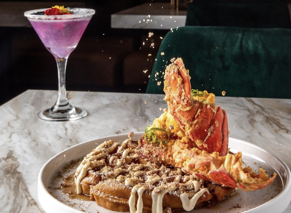 Lobster sweet potato waffle with salted caramel praline sauce and vanilla cream at Toast on Lenox. | Photo by Toast On Lenox