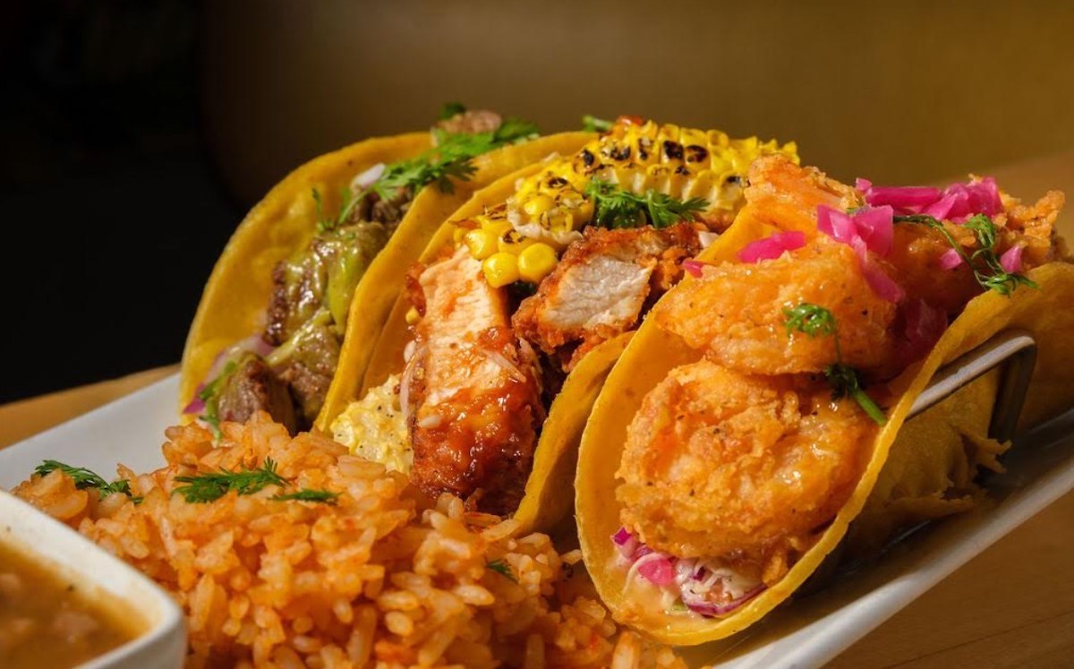 red pepper taqueria - DiningOut A trio of beef, chicken, and shrimp tacos at Red Pepper Taqueria. | Photo by Red Pepper Taqueria