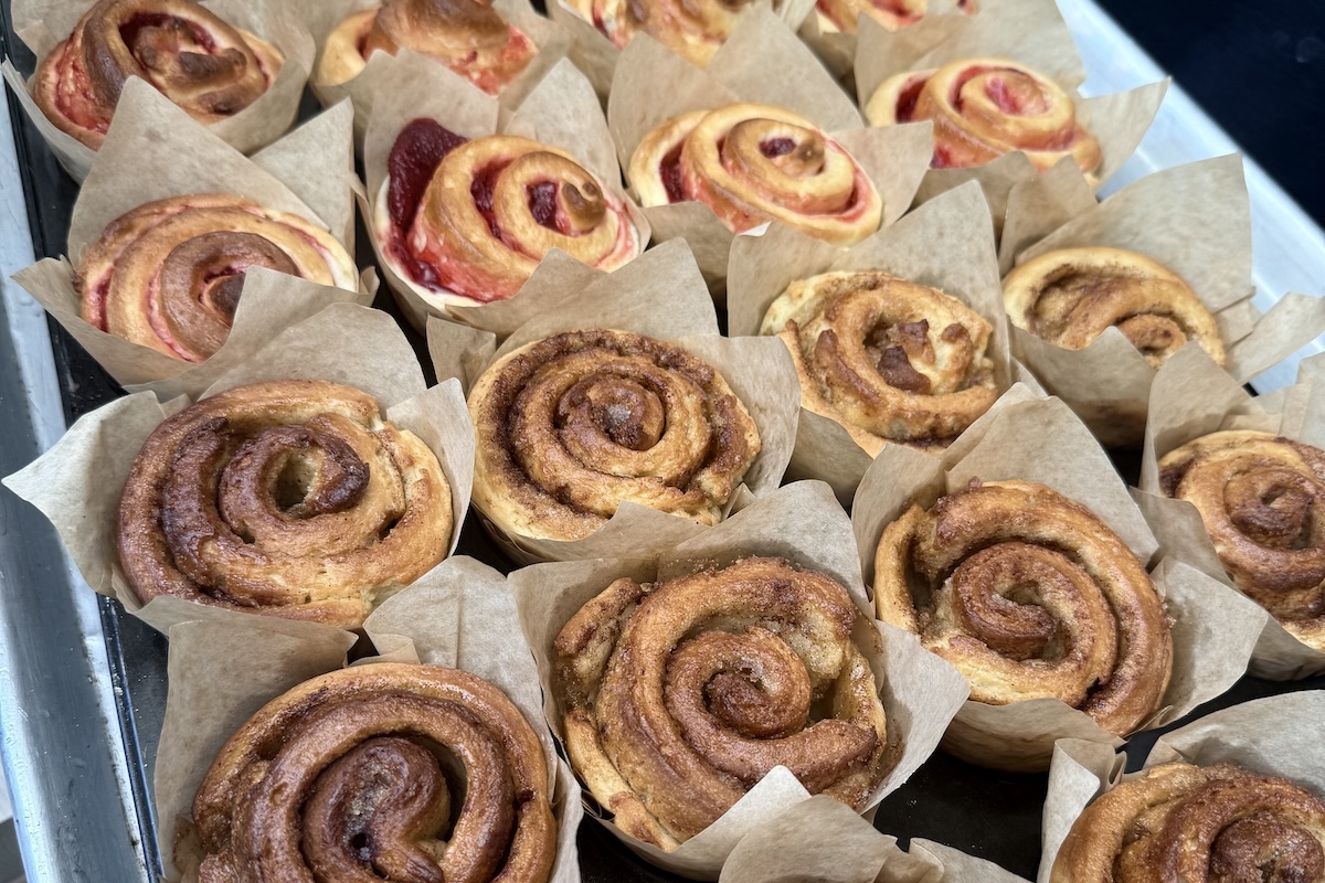 Photo caption: Strawberry and cinnamon swirls, fresh out of the oven at 3x3 Kitchen | Photo courtesy of Christina Heiser