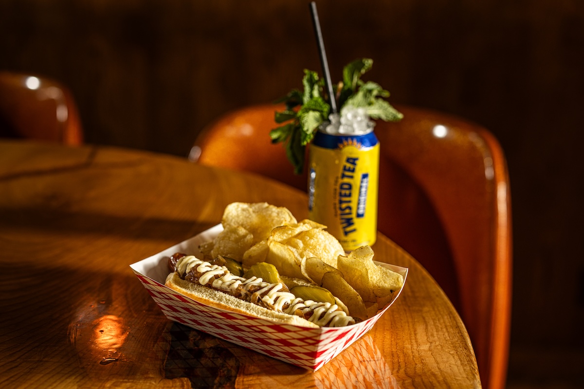 Bar Snack_nyc_Happy Hour Tail Gate special - Snack Dog Big Twea Energy Photo Credit Eric Medsker - DiningOut Food and drink combos are hot at Bar Snack in NYC. | Photo by Eric Medsker