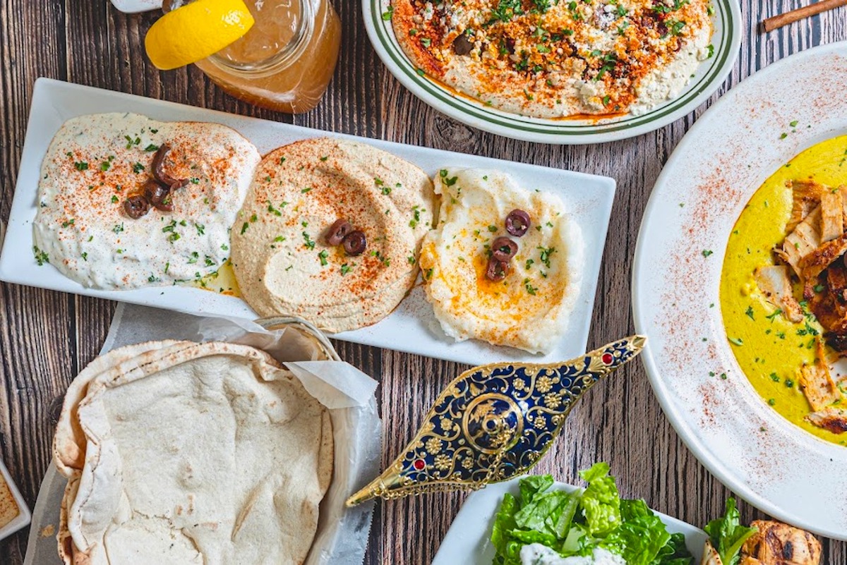 Cafe Petra - DiningOut Hummus, pita, and other mezze at Cafe Petra. | Photo by Cafe Petra