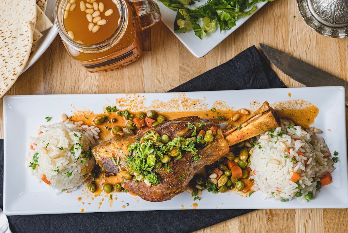 Lamb shank and rice at Cafe Petra. | Photo by Cafe Petra