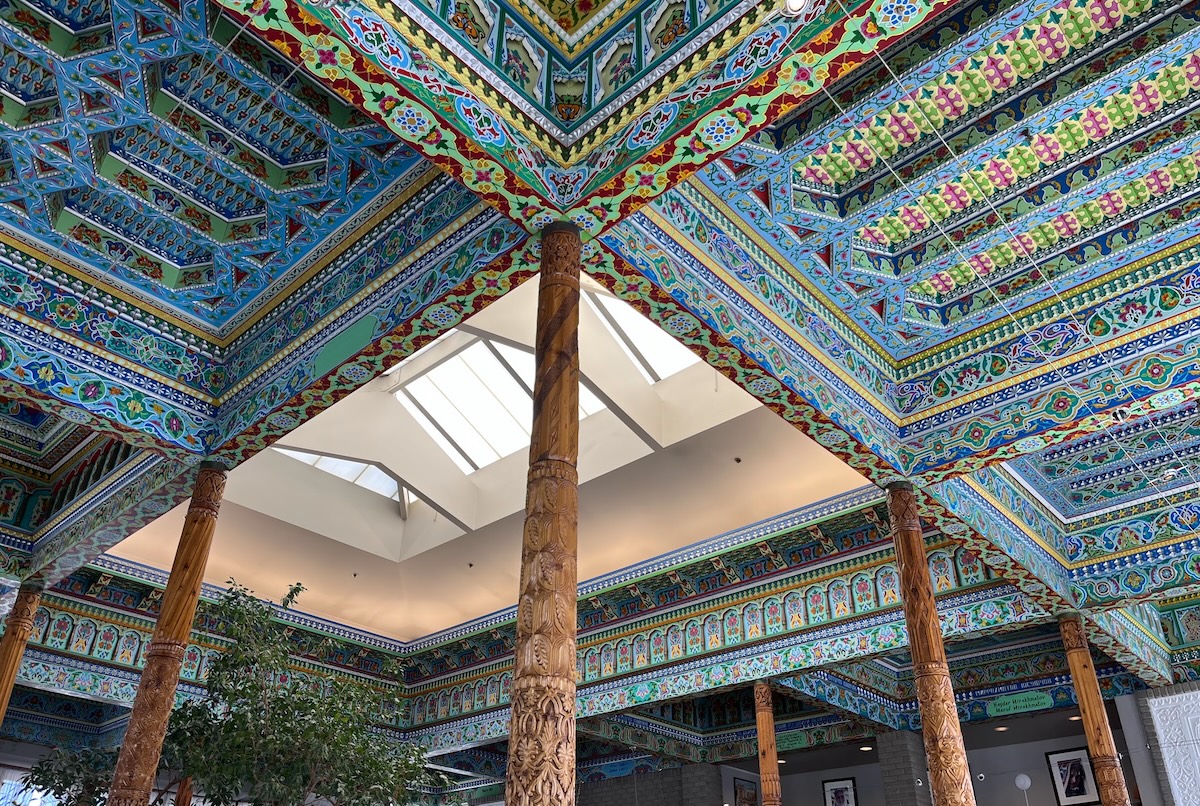 Dushanbe Teahouse has a beautiful roof, with was created in Tajikistan. | Photo courtesy of Zanny Merullo