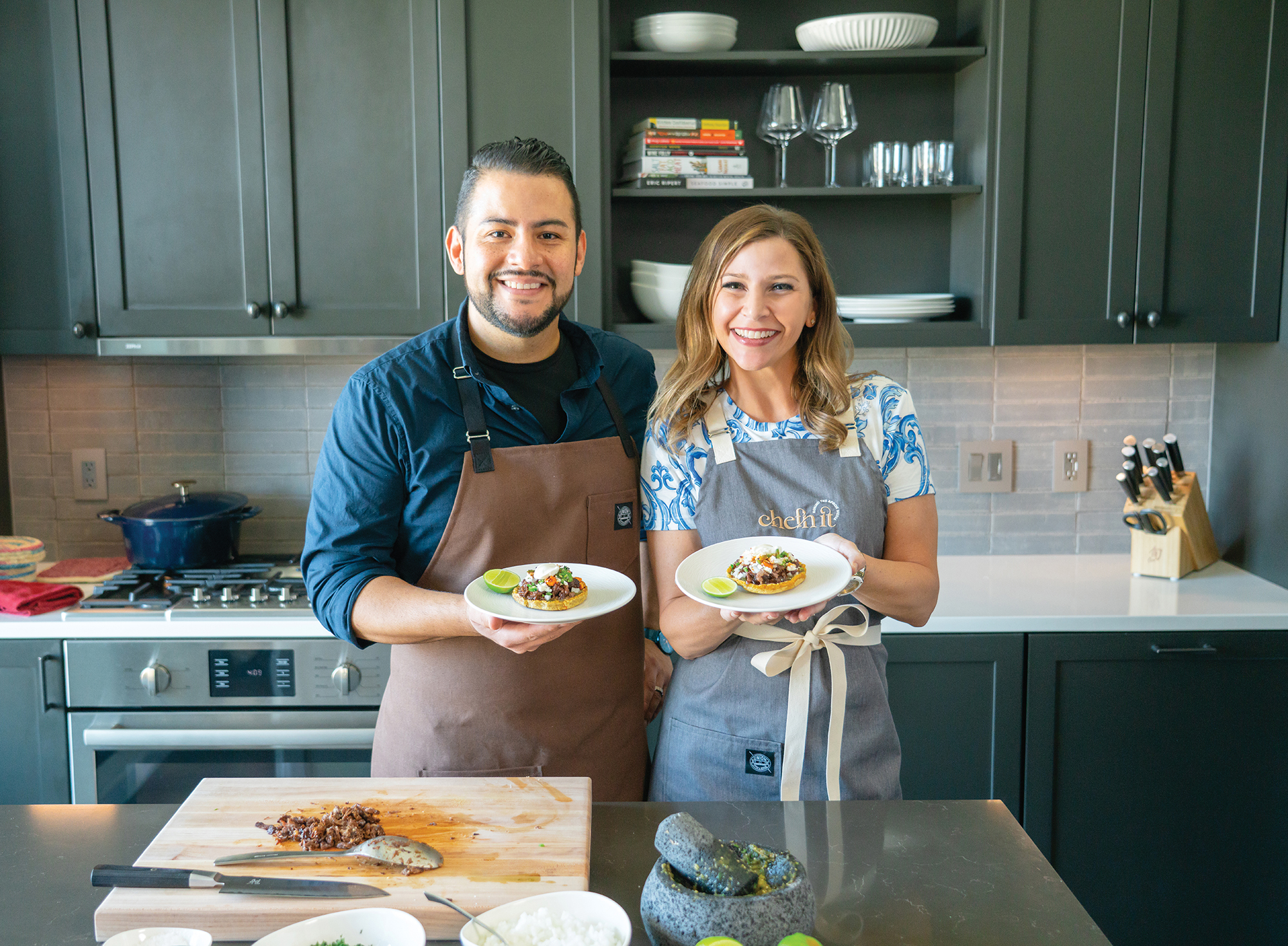 Chef'n It showing off the sope they made at home. | Photo by Behind the Apron Media
