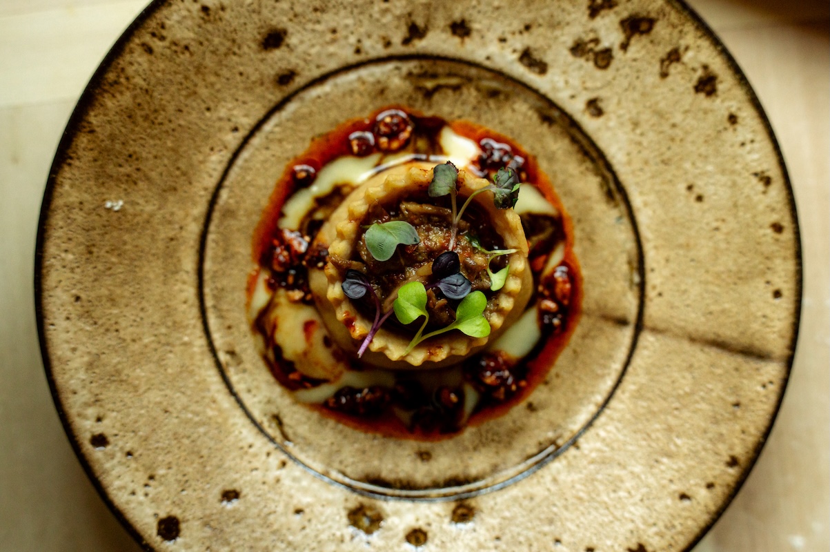 The chef's own creation, Tazze, a type of stuffed pasta. | Photo by Jeff Fierberg